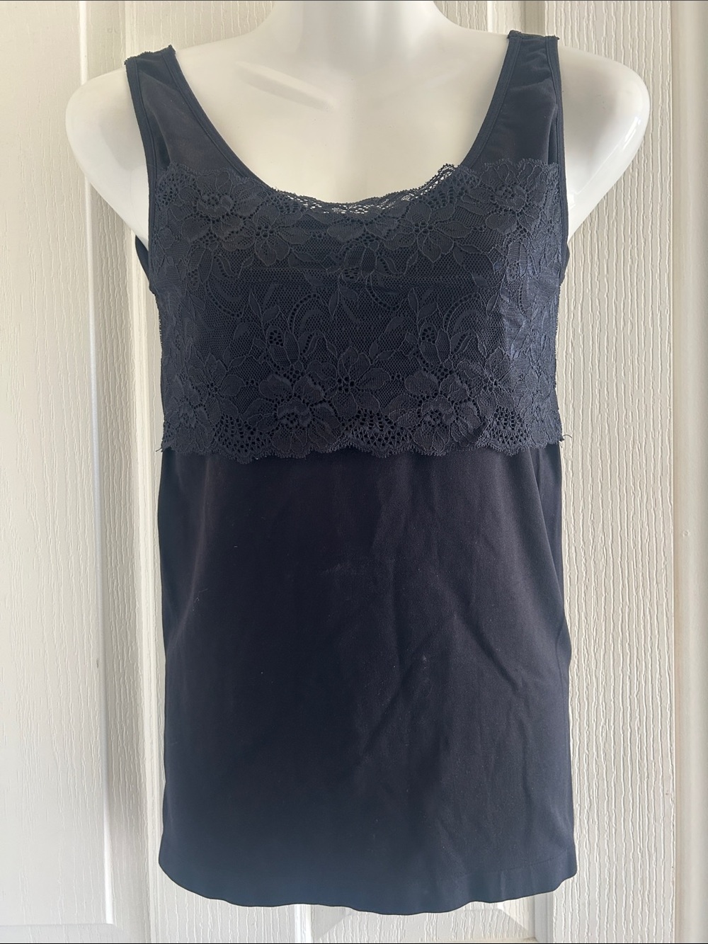 Rhonda Shear Black Lace-Trim Camisole Tank